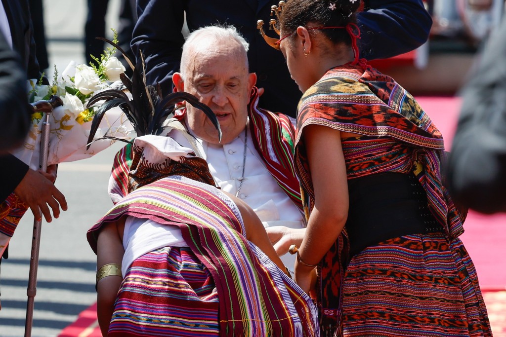 Pope Francis is welcomed to Timor-Leste Sept. 9, 2024. (CNS photo/Lola Gomez)