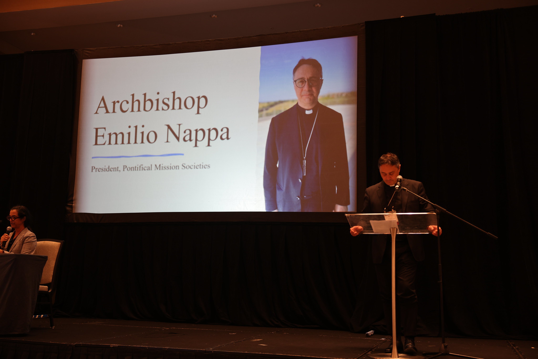 Archbishop Emilio Nappa, International President of The Pontifical Mission Societies addresses the 2024 national meeting.