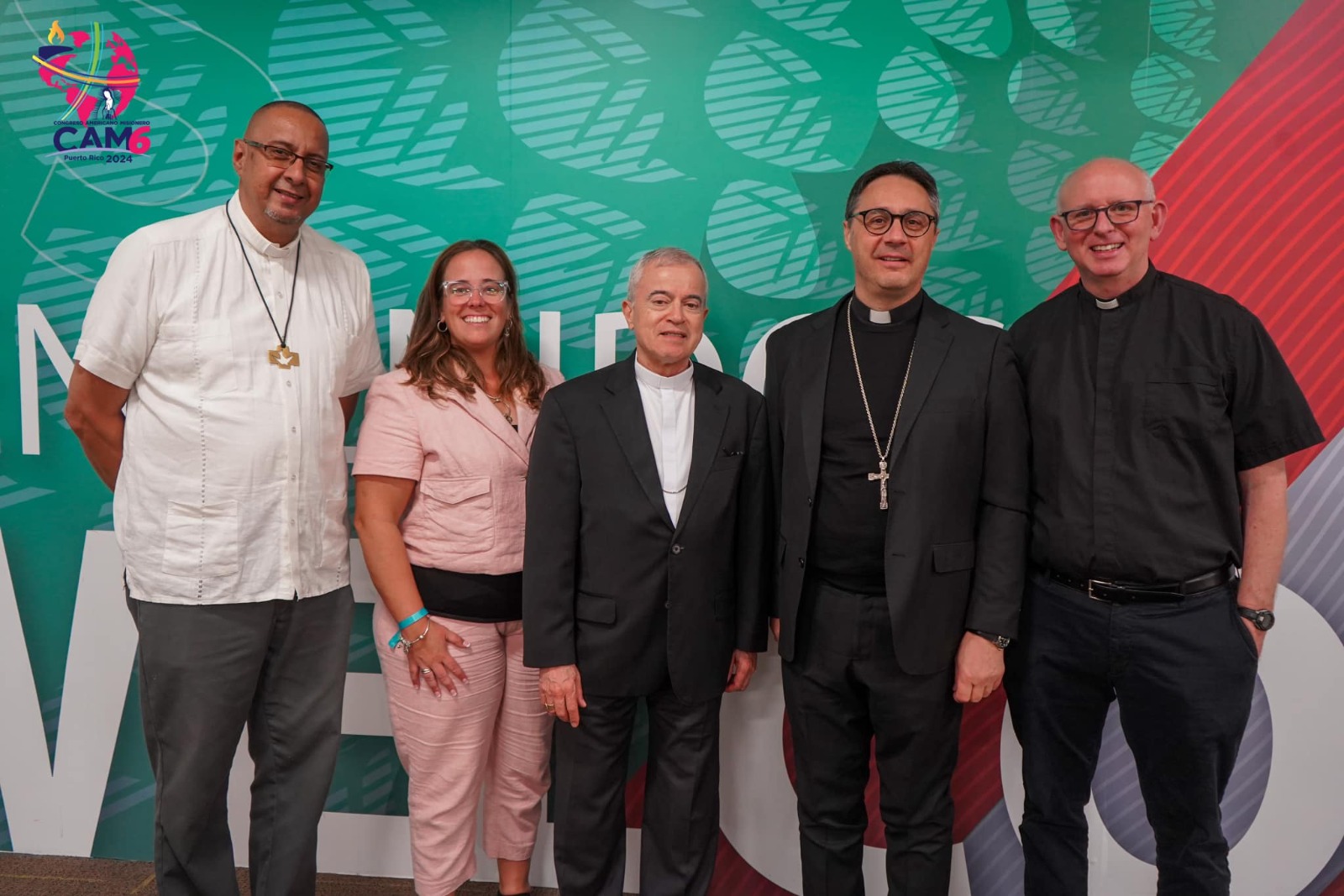 Pictured, from right to left: Father Anthony Andreassi, interim National Director of The Pontifical Mission Societies USA (TPMS USA) and National Secretary for the Society for the Propagation of the Faith, Archbishop Emilio Nappa, Archbishop Roberto Gonzales Nieves, of San Juan, Ines San Martin, VP of Marketing and Communications of TPMS USA, and Father José Orlando Camacho, National Director of TPMS Puerto Rico.