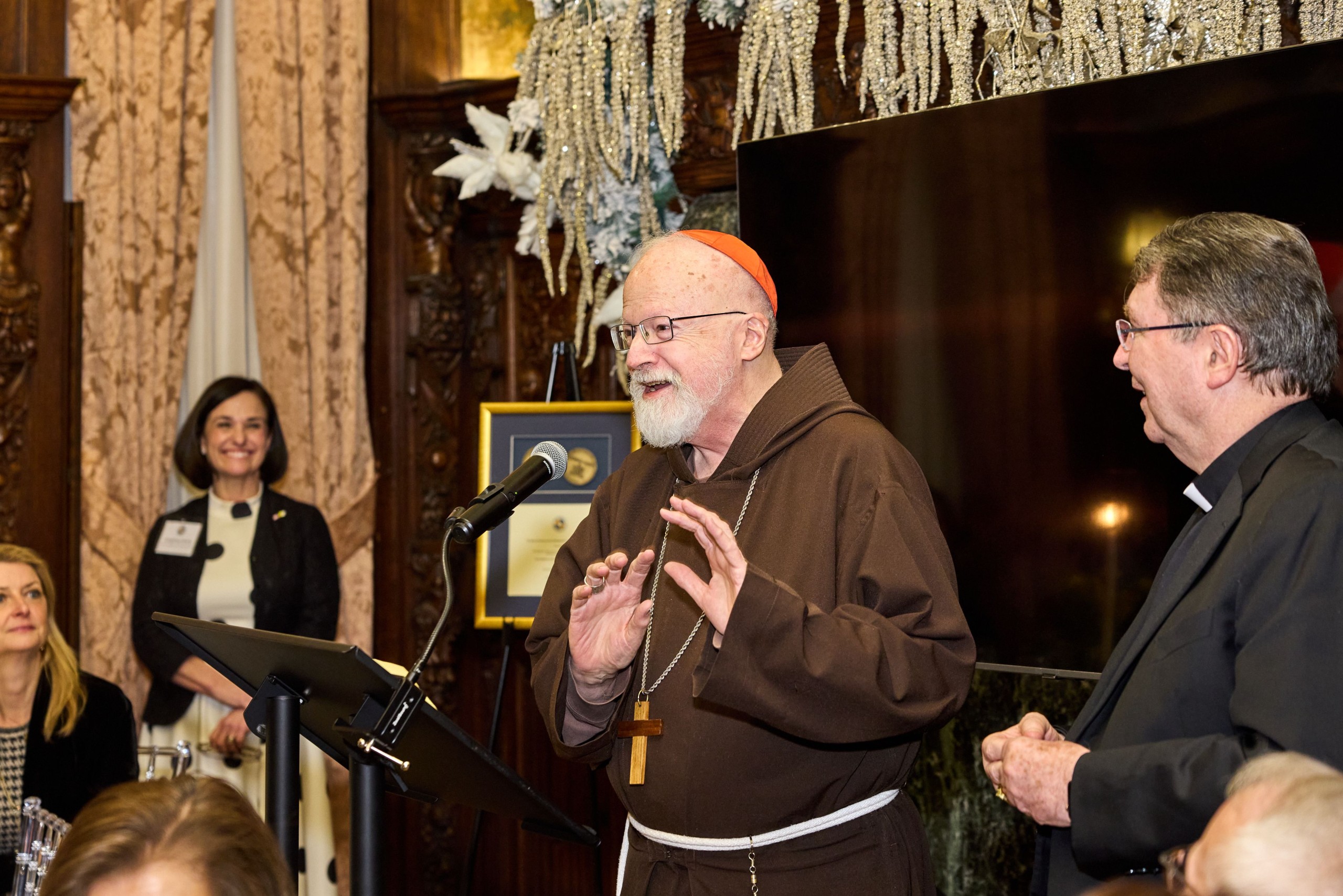 Cardinal O'Malley addresses the attendees of the inaugural Heart of the Missions Dinner in New York, before accepting the Blessed Pauline Jaricot Distinguished Catholic Philanthropy Medal.