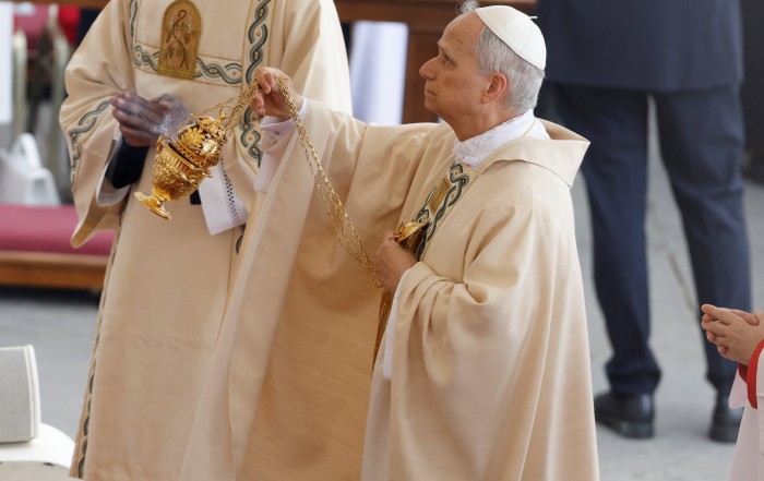 Pope Leo XIV celebrates his inauguration Mass at the Vatican May 18, 2025. He is the first American pope in history. (OSV News photo/Remo Casilli, Reuters)