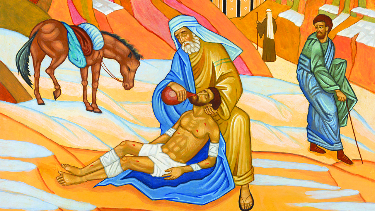 BOLOGNA, ITALY – APRIL 18, 2018: The icon of Parable of the Good